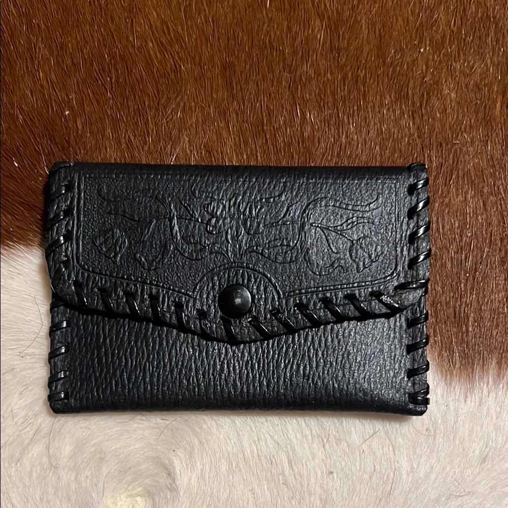 Black Genuine Calf Leather Coin Holder